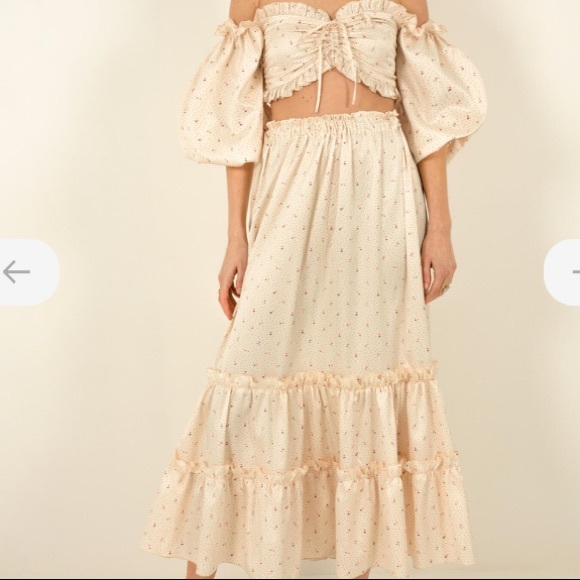 OVERTHESEA Silk Blend Dainty Floral Feeling # 5 Maxi Skirt - Picture 2 of 10